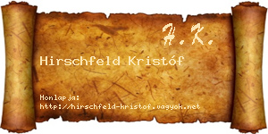 Hirschfeld Kristóf névjegykártya